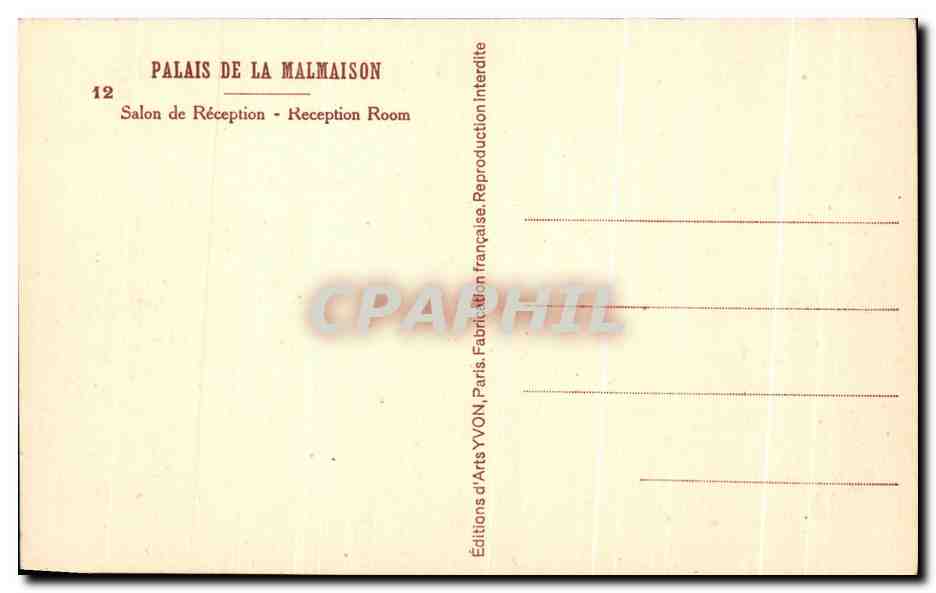 CPA Palais De La Malmaison Salon de Reception  — Rückseite