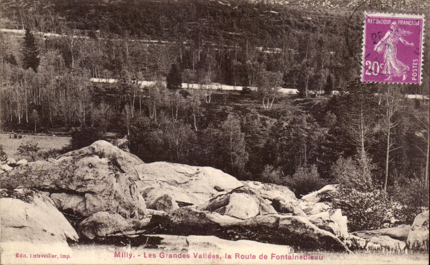 Milly - Les Grandes Vallées, la Route de Fontainebleau — Edit. Lutsveiller, imp.