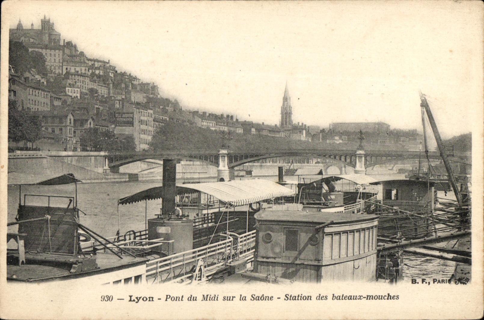 Lyon - Pont du Midi sur la Saône - Station des bateaux-mouches — B.F., Paris, n°930