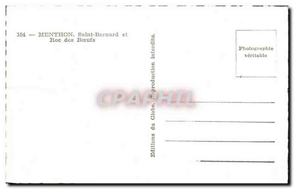 CPA Menthon Saint Bernard Et Roc Des Boeufs — Rückseite