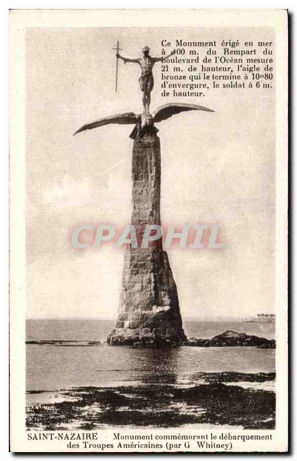 CPA Saint Nazaire Monument Commenorant le debarquement des Troupes Americaines Militaria