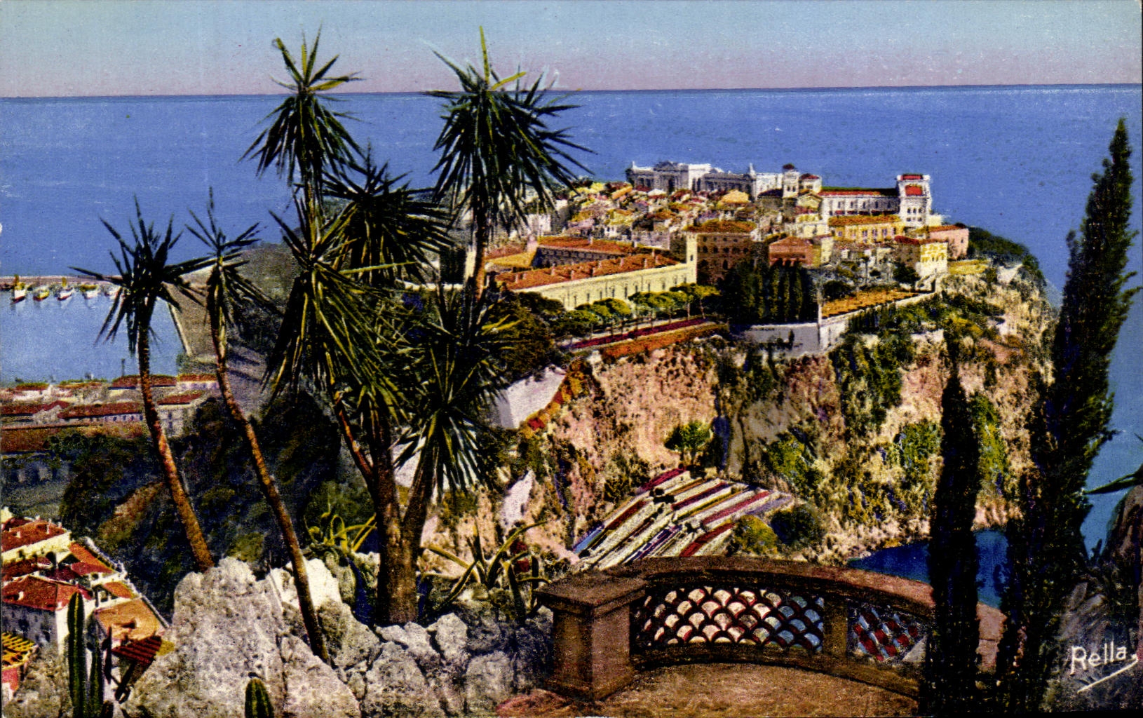 CPA Monaco Le rocher de Monaco vu des Jardins Exotiques