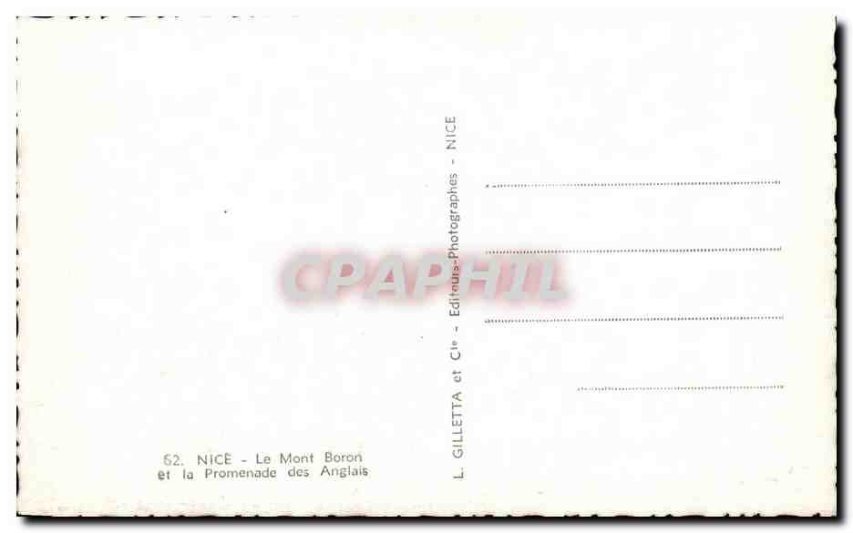 CPA Nice Le Mont Boron et la Promenade des Anglais — Rückseite