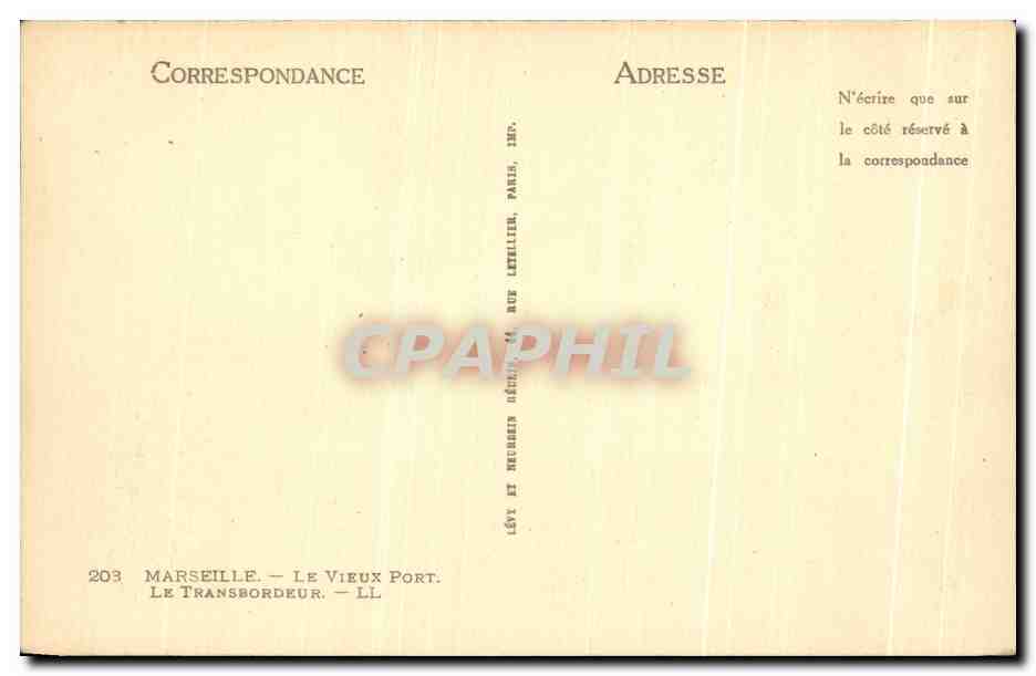 CPA Merseille Le Vieux Port Le Transbordeur Bateaux Chateau d'If — Verso