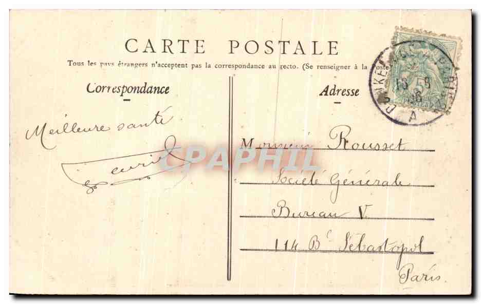 CPA Dunkerque Vue Generale de la Ville Bateau — Rückseite
