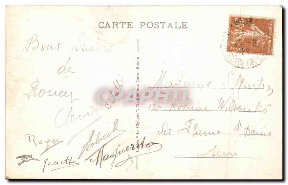 CPA Rouen Quai de la Bourse Bateau Sandhurst — Rückseite