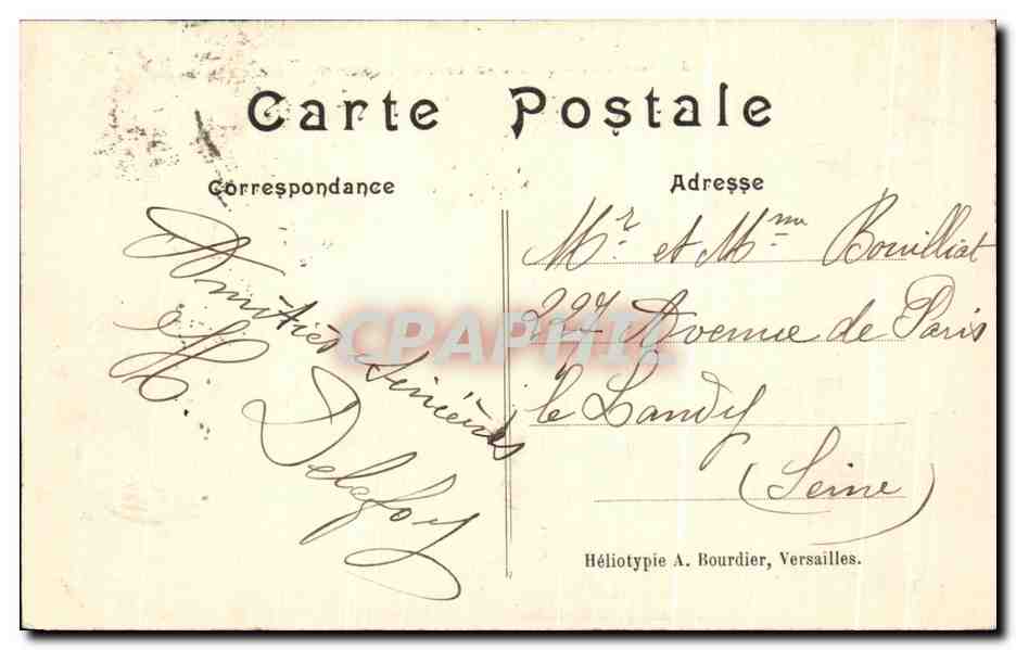 Versailles — Palais du Grand Trianon et bras droit du canal — Héliotype A. Bourdier — Verso