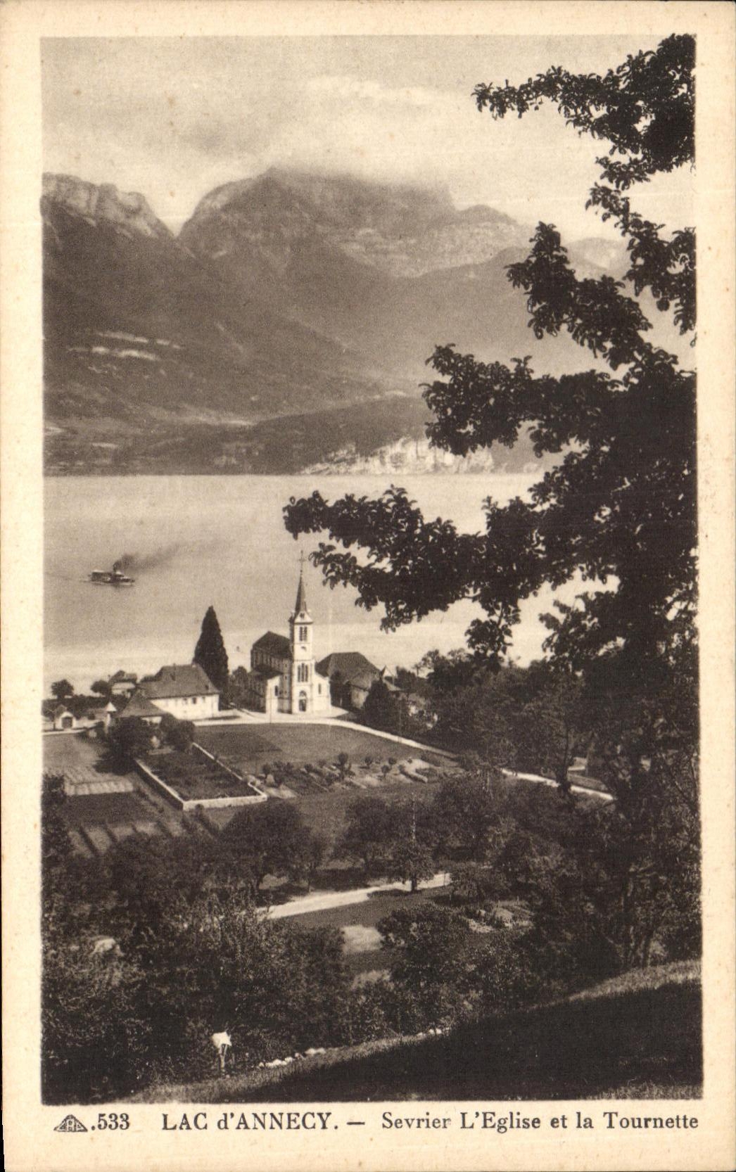Lac d'Annecy — Sevrier L'Église et la Tournette — éditeur A.P. n°533