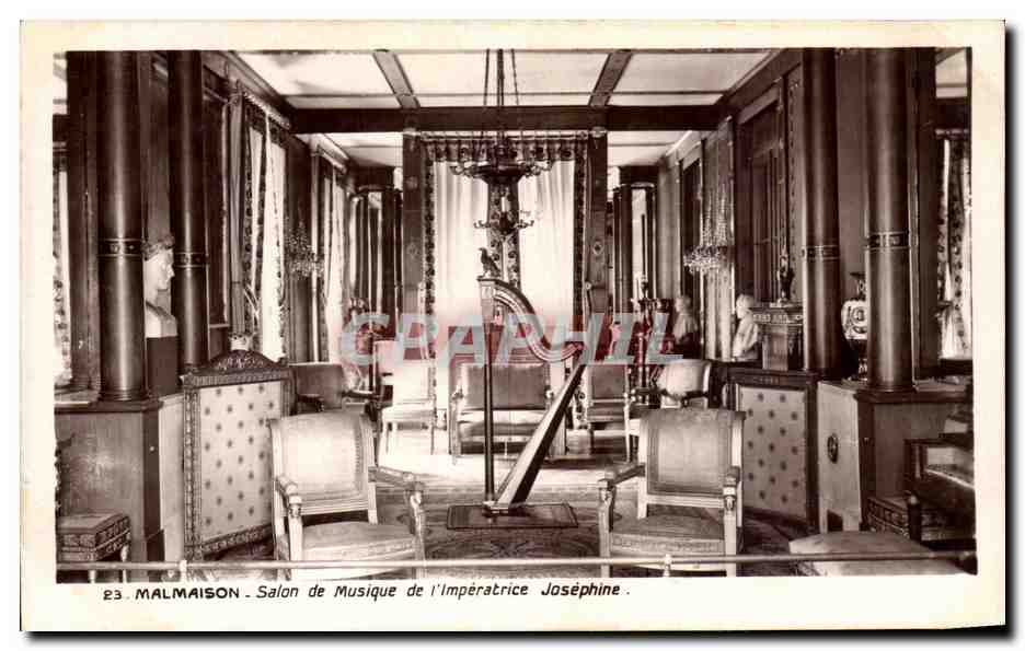 CPA Malmaison Salon de Musique de l'lmperatrice Josephine Harpe