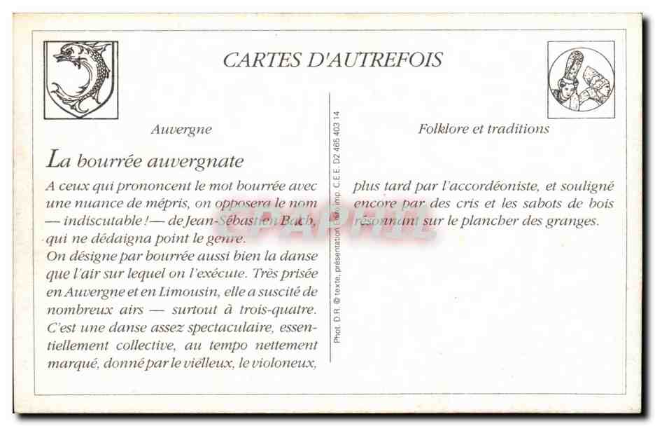 REPRO La Bourreio Aubergno Auvergne Folklore Danse — Rückseite