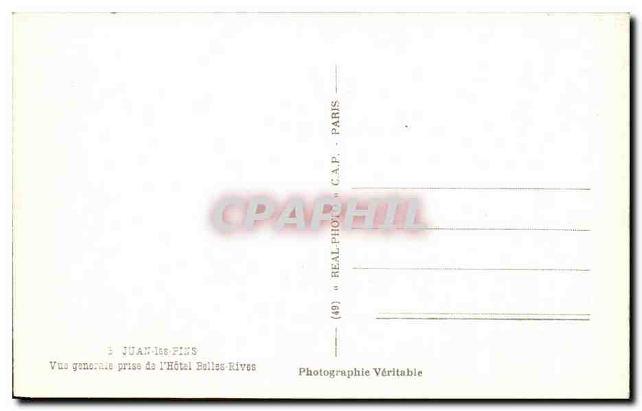 CPA Juan Les Fins Vue Generale prise de l'Hotel Belles Rives — Rückseite