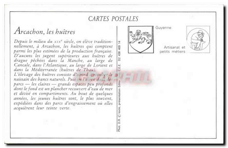 Arcachon (Gironde) — Déchargement des Huitres venant des Parcs — Éditeur C.E.E. n° 438 14 — Rückseite