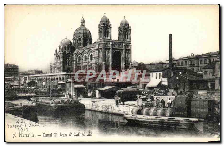 Marseille — Canal Saint Jean & Cathédrale — Éditeur : J. Somme