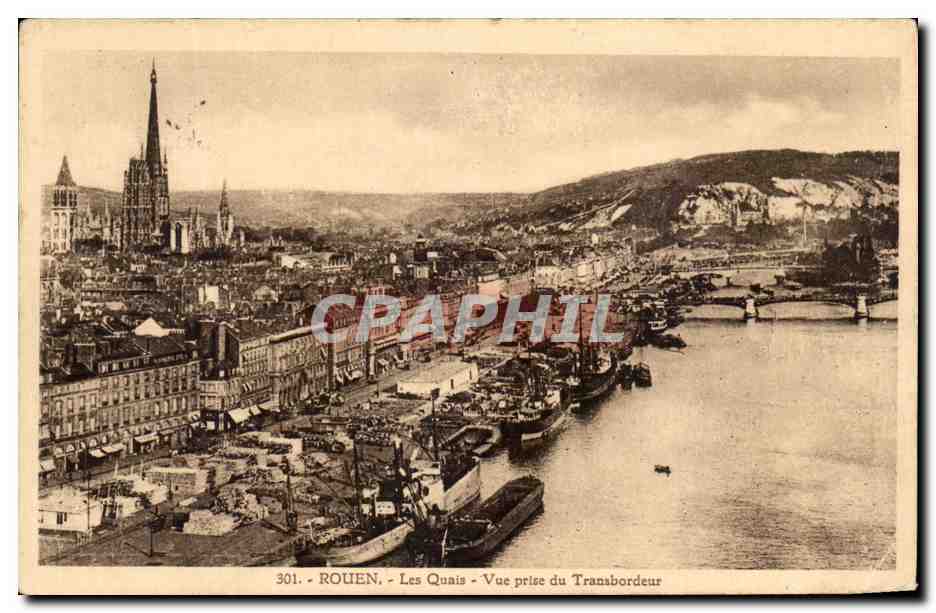 CPA Rouen Les Quais Vue Prise du Transbordeur Bateaux 