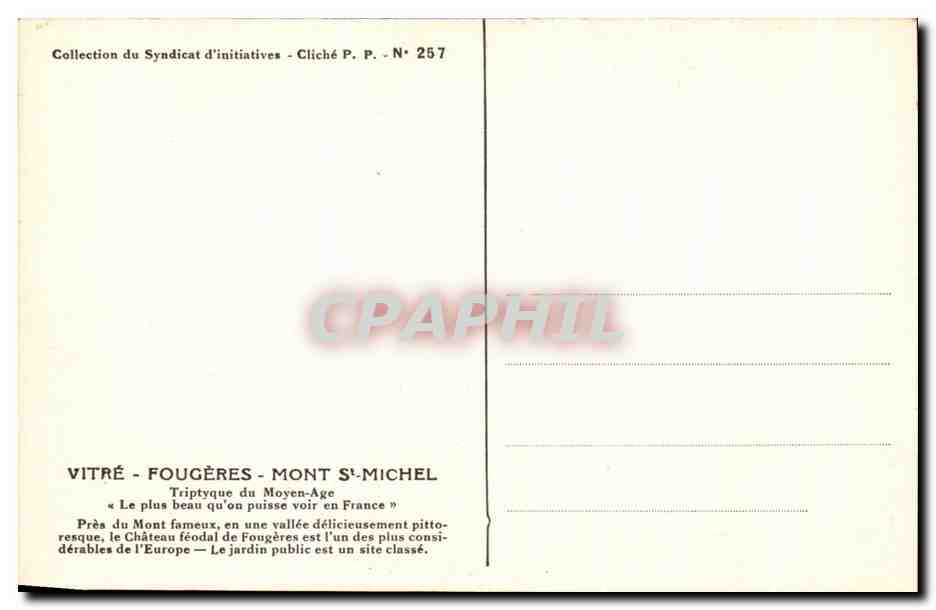 CPA Entree du Chateau de Fougeres d'apres une aquarelle de Robida Juliette Drouet Victor Hugo  — Verso