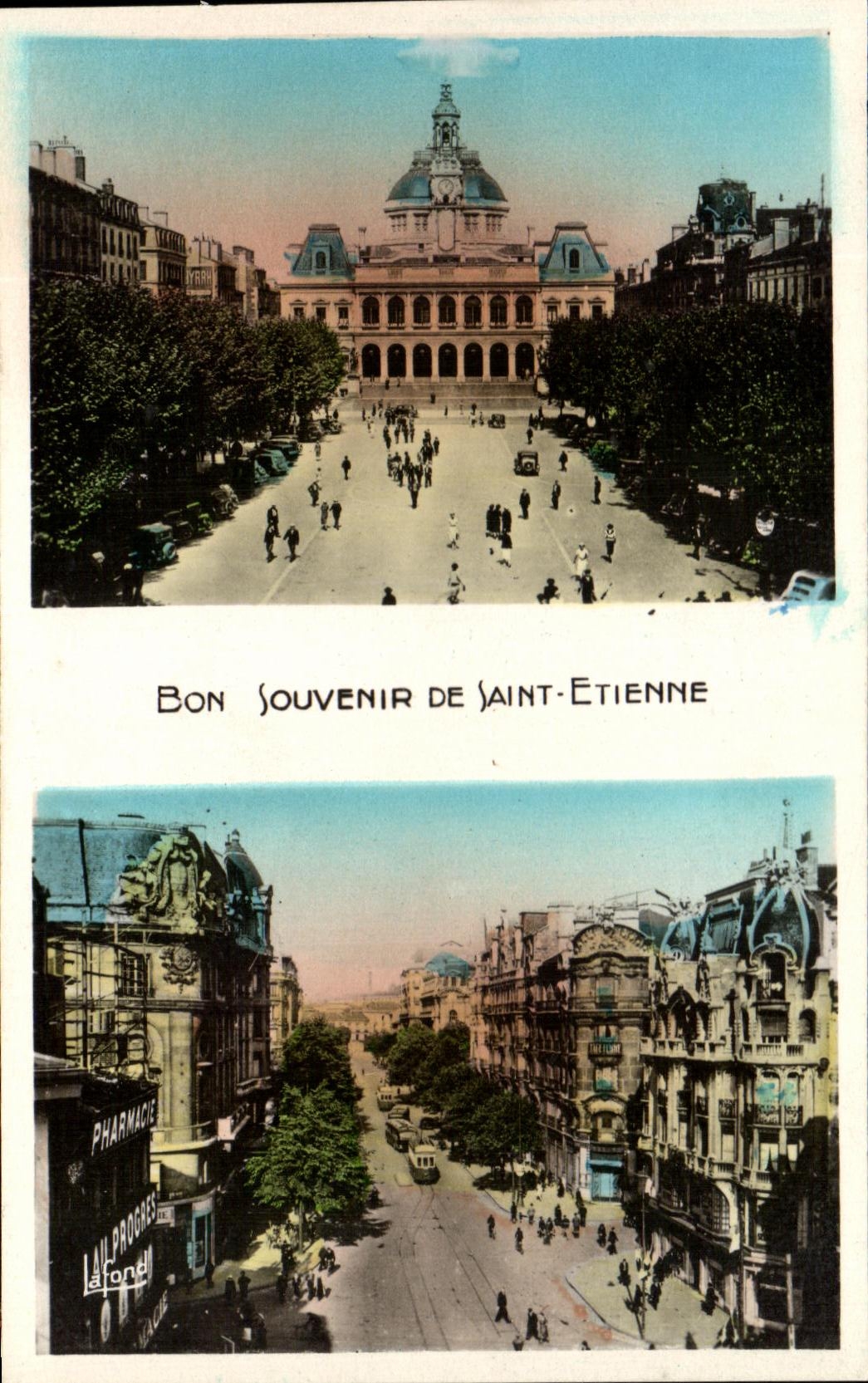 CPA Saint Etienne Place de l'Hotel de Ville et Avenue de la Liberation