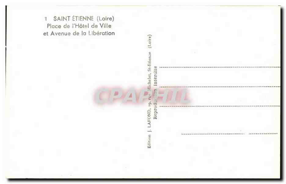CPA Saint Etienne Place de l'Hotel de Ville et Avenue de la Liberation — Rückseite