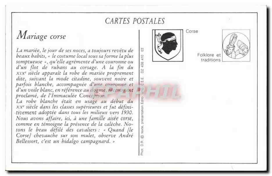 REPRO Types Corses Mariage Corse Folklore Corsica — Back