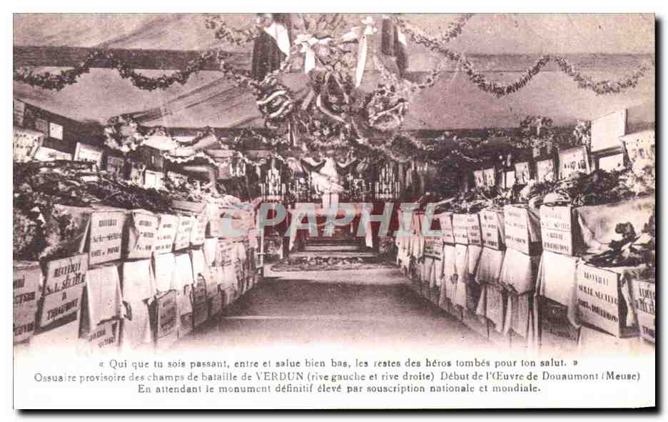 Ossuaire provisoire des champs de bataille de VERDUN (rive gauche et rive droite) — Début de l'Œuvre de Douaumont (Meuse) — éditeur L. Sérère