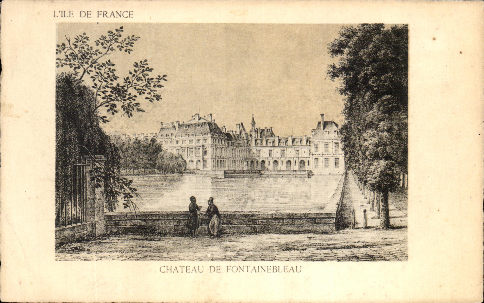 Tarjeta postal antigua La Isla De Francia Castillo De Fontainebleau