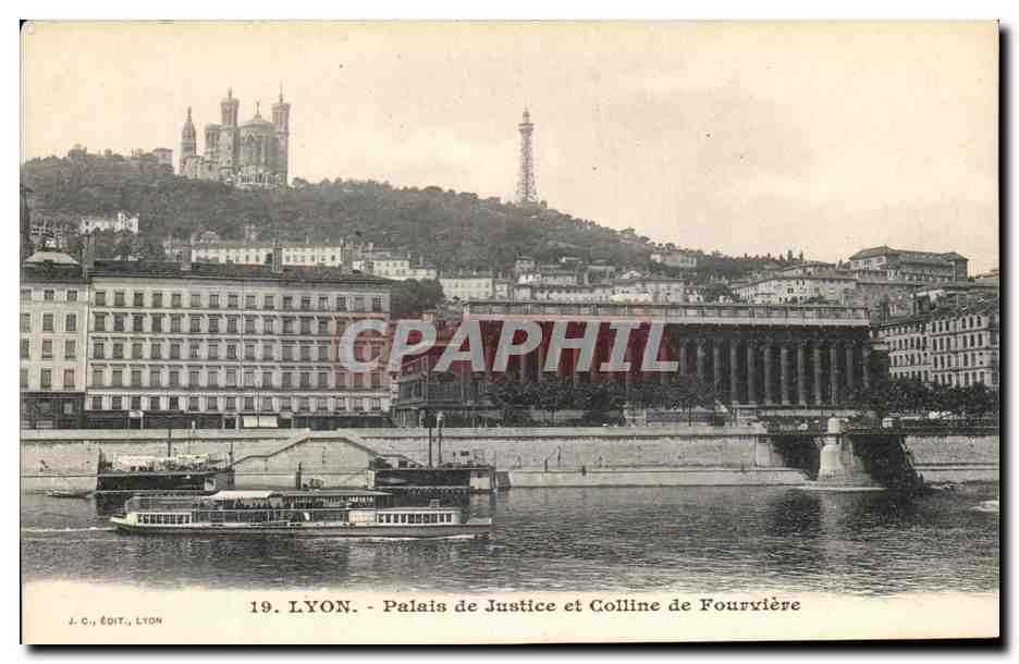 CPA Lyon Palais De Justice Et Colline De Fourviere Peniche