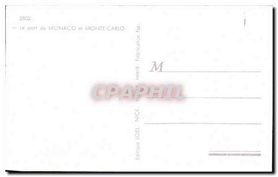 CPSM Le Port Monaco Et Monte Carlo Bateau — Rückseite