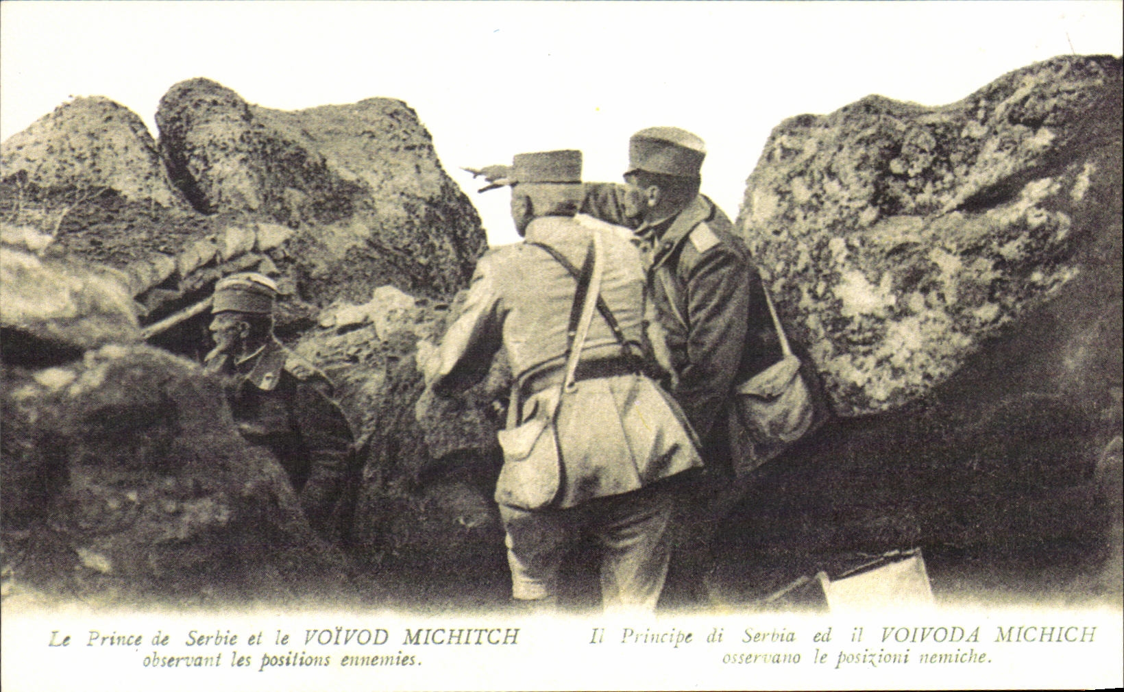 Le Prince de Serbie et le VOÏVOD MICHITCH — observant les positions ennemies — CPAPHIL