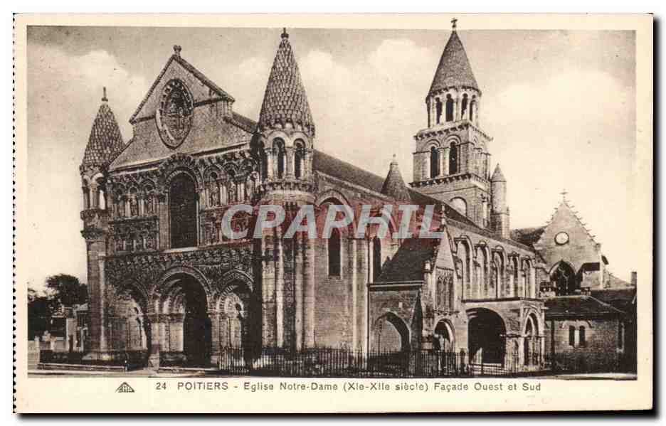 Poitiers - Église Notre-Dame (XIIe-XIIIe siècle) - Façade Ouest et Sud