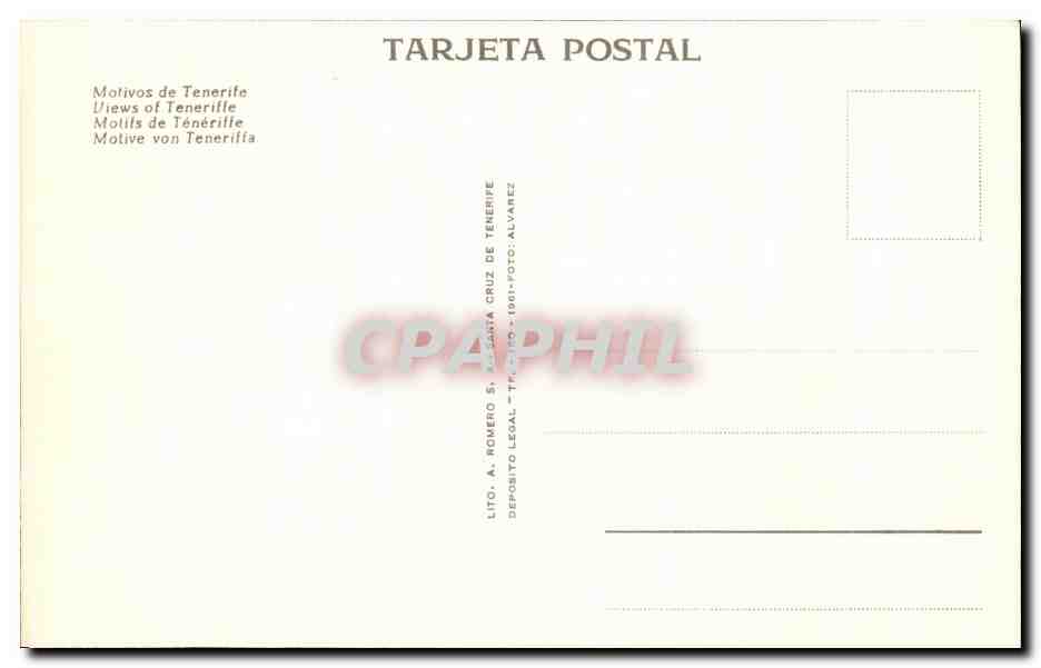 CPM Motivos de Tenerife Folklore Costume — Verso