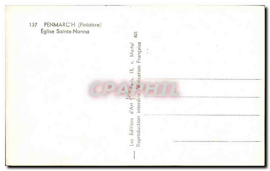 CPA Penmarch Eglise Saint Nonna  — Rückseite