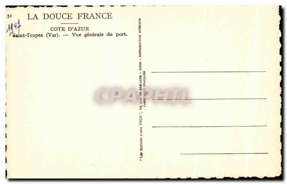 CPA Cote D'Azur Saint Tropez Vue generale du port Bateaux — Rückseite