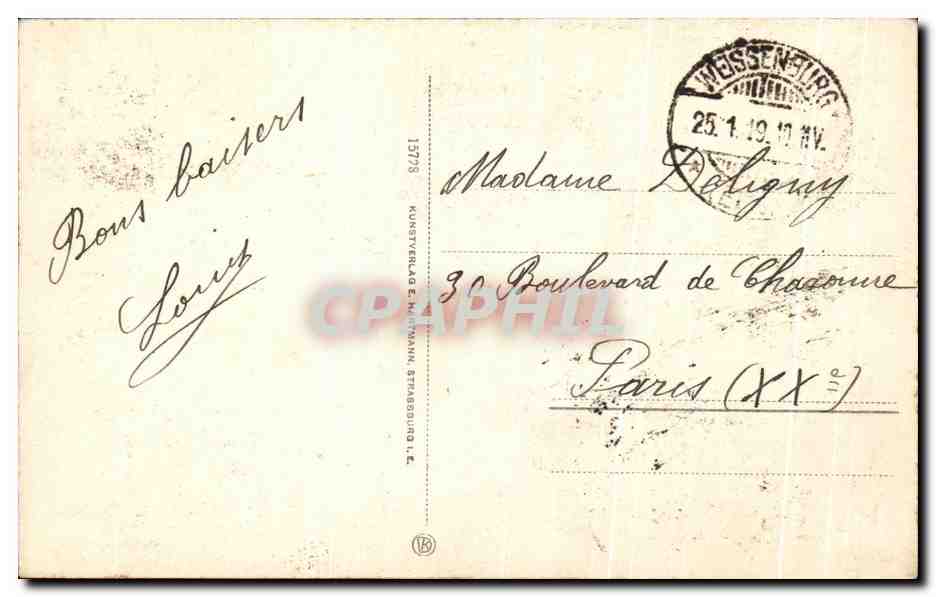 CPA Strassburg Du Ysere Mann — Rückseite