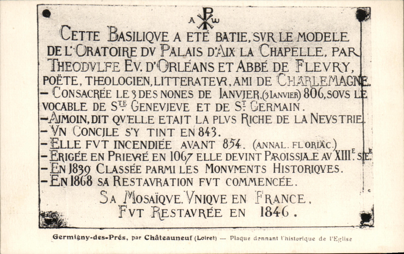 Germigny-des-Prés — Église — plaque historique — Châteauneuf (Loiret)