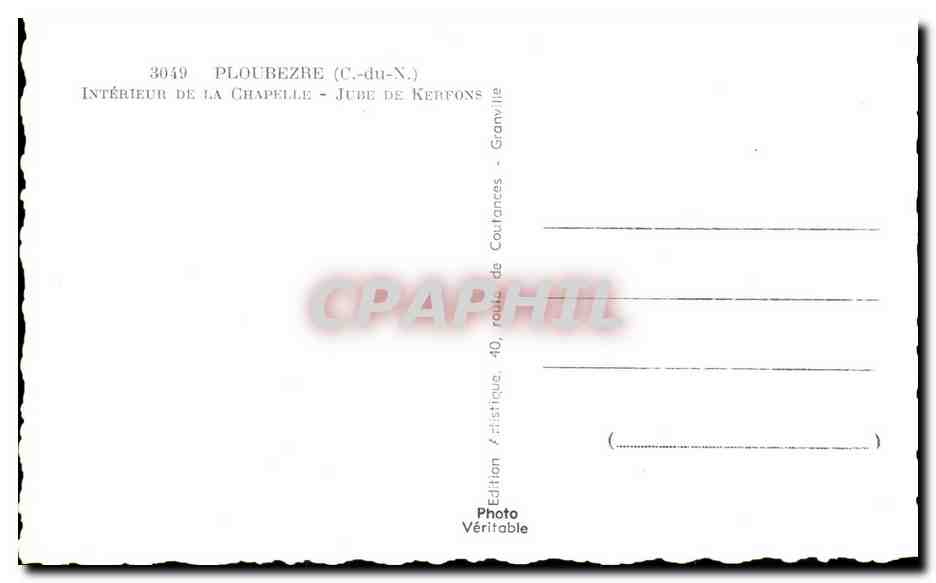 Intérieur de la chapelle - Jude de Kerponts — PLOUBEZRE (C.-du-N.) — Édition Photo Véritable — Rückseite