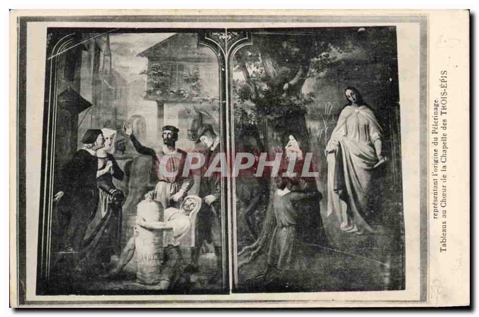 CPA Tableaux au Choeur de la Chapelle des Trois Epis Origine du pelerinage 