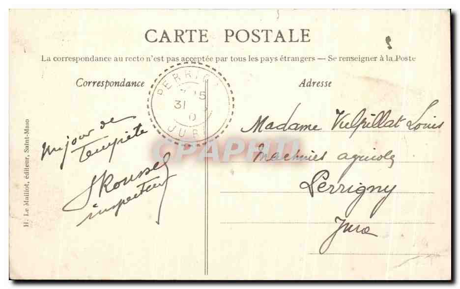 St-Lunaire — Étude de Vague au Décollé — H. Le Maillot, éditeur — Verso