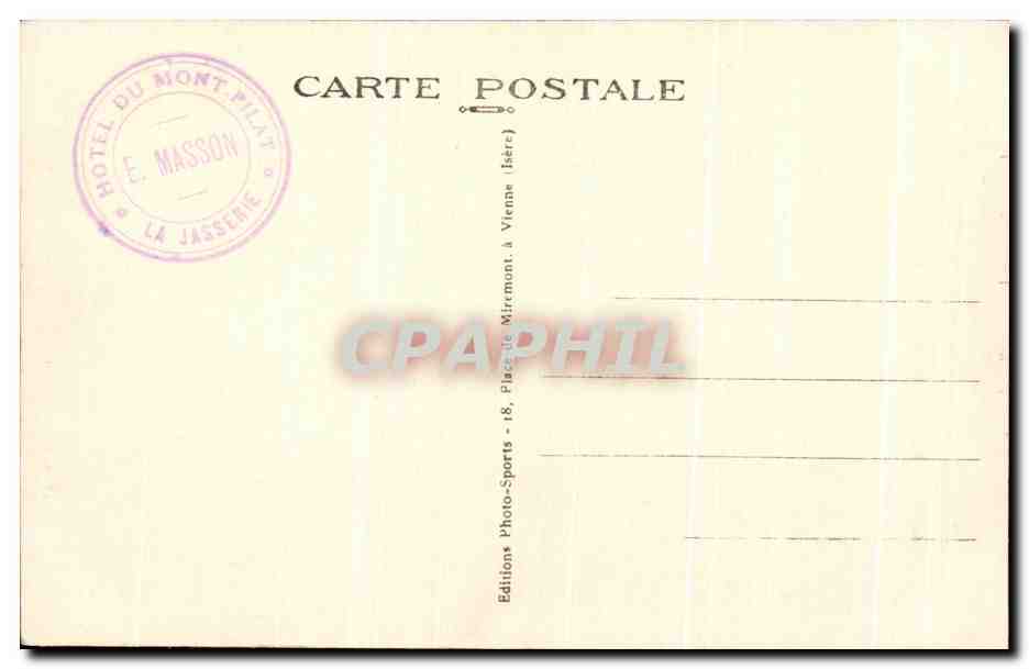 CPA Mont Pilat Ferme Hotel de la jasserle Par La Valla en Gier — Rückseite