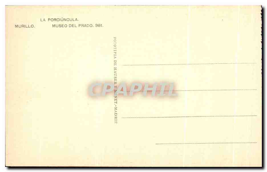 CPA La Porciuncula Murillo Museo Del Prado Madrid — Verso