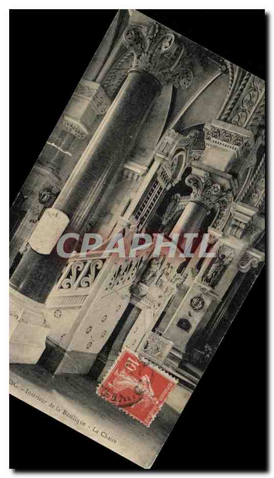 Tarjeta postal antigua La louvesc Interior de la Basílica La Silla