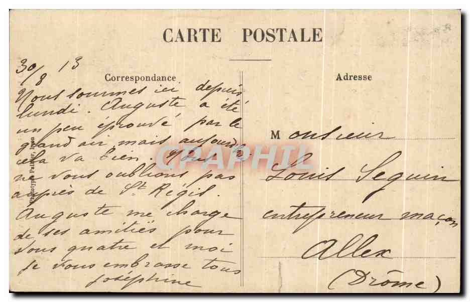 Tarjeta postal antigua La louvesc Interior de la Basílica La Silla — Reverso
