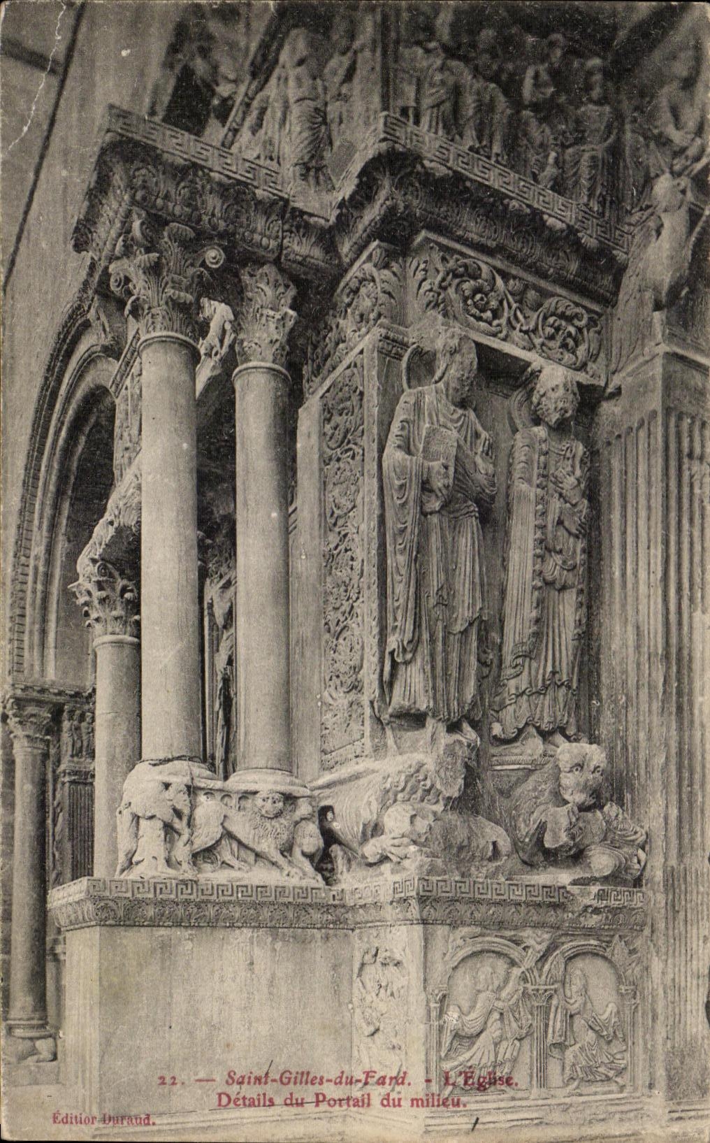 Saint-Gilles-du-Fard — Détails du Portail du milieu — Éditeur Durand, n°22