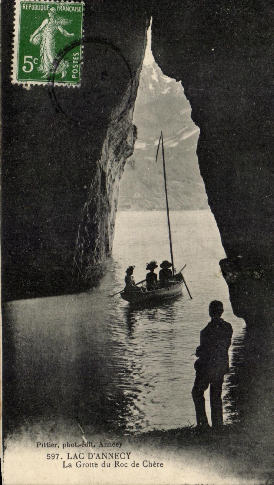 LAC D'ANNECY — La Grotte du Roc de Chère — Pittier, phot.-édit., Annecy, n° 597