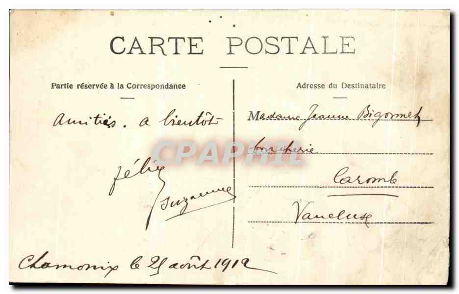 CPA Pont de Glace Mont Blanc Alpinisme — Verso