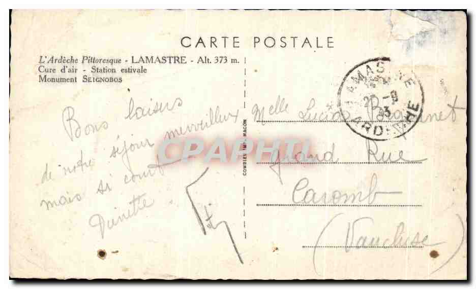Lamastre — Monument Seignobos — Graphphil — Reverso
