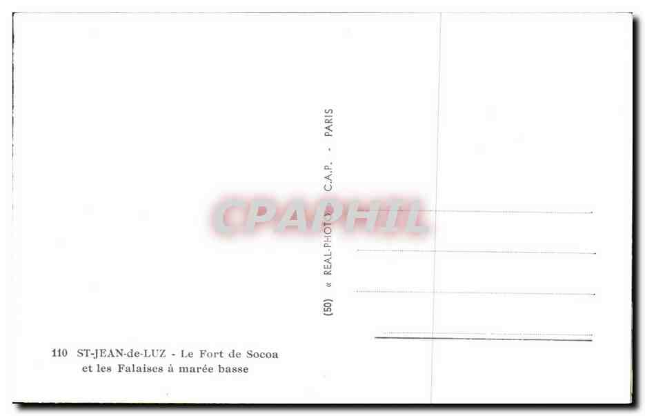 ST-JEAN-de-LUZ — Le Fort de Socoa et les Falaises à marée basse — C.A.P. — (50) — Verso