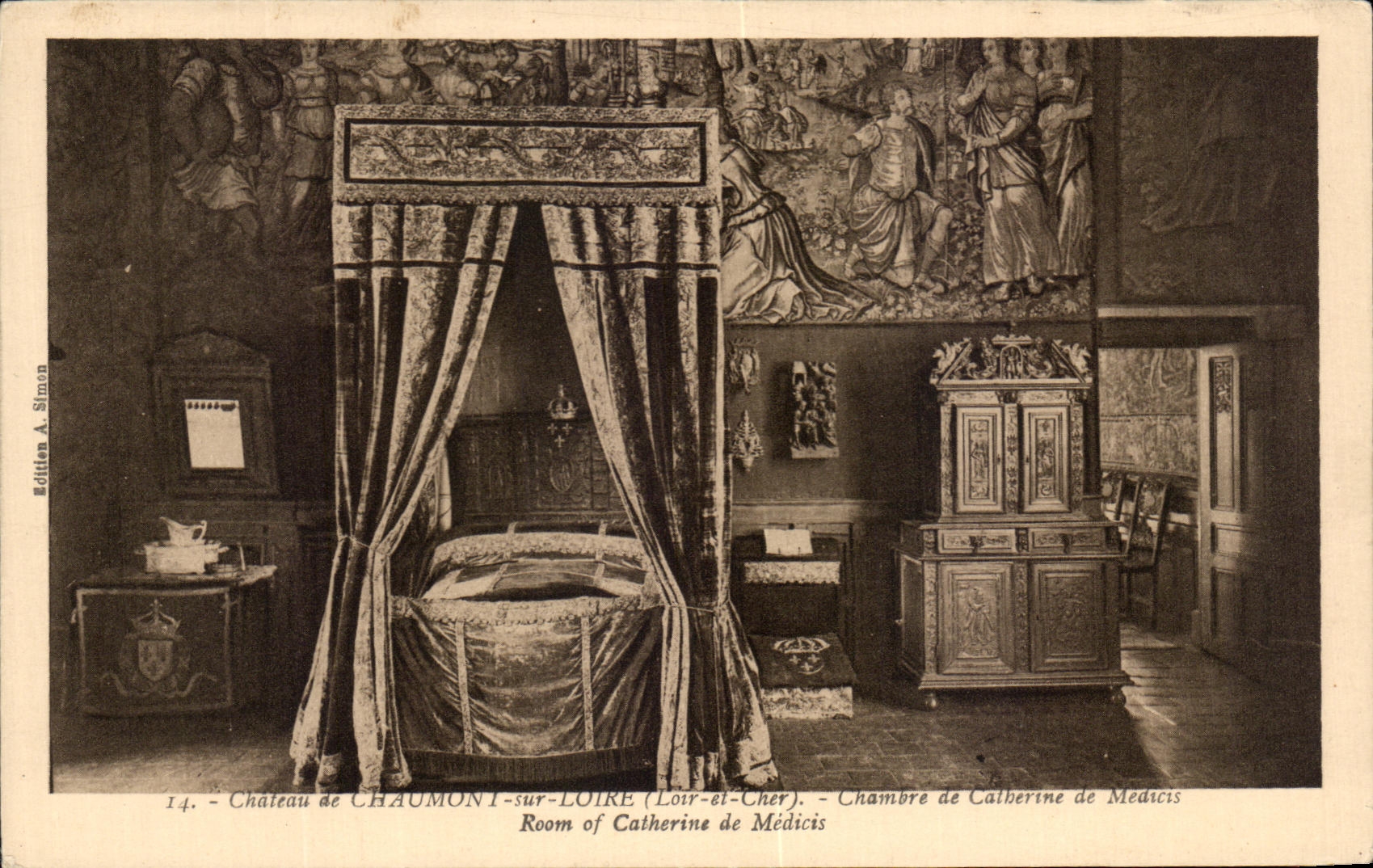 Chambre de Catherine de Médicis — Château de Chaumont-sur-Loire — Édition A. Simon, n°14