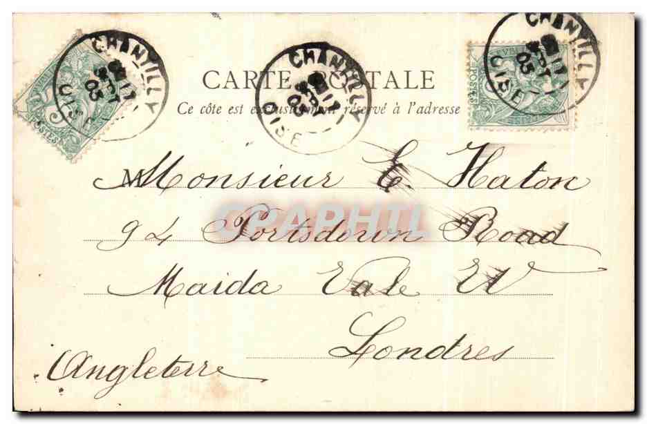 Château de Chantilly — Cabinet de Monsieur le Prince — B. F. Suzanne, Paris — Verso