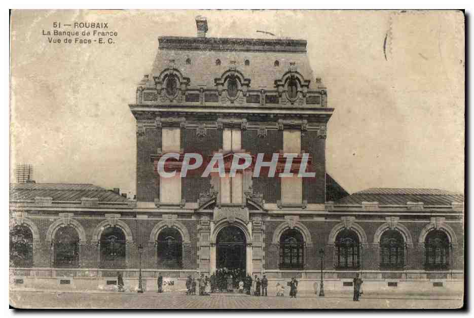 CPA Roubaix La Banque de France Vue de Face