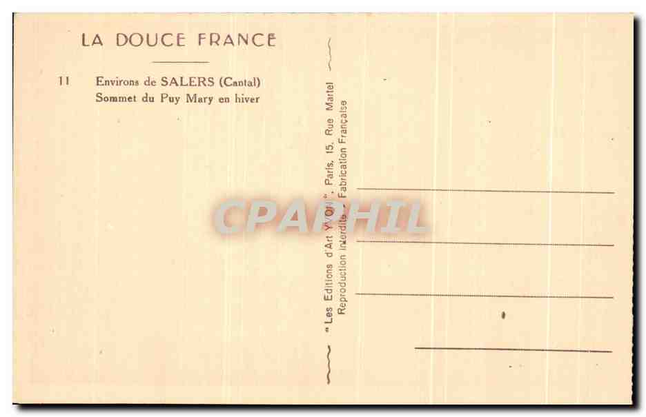CPA Environs de Salers Sommet du Puy Mary en hiver Alpinisme — Rückseite
