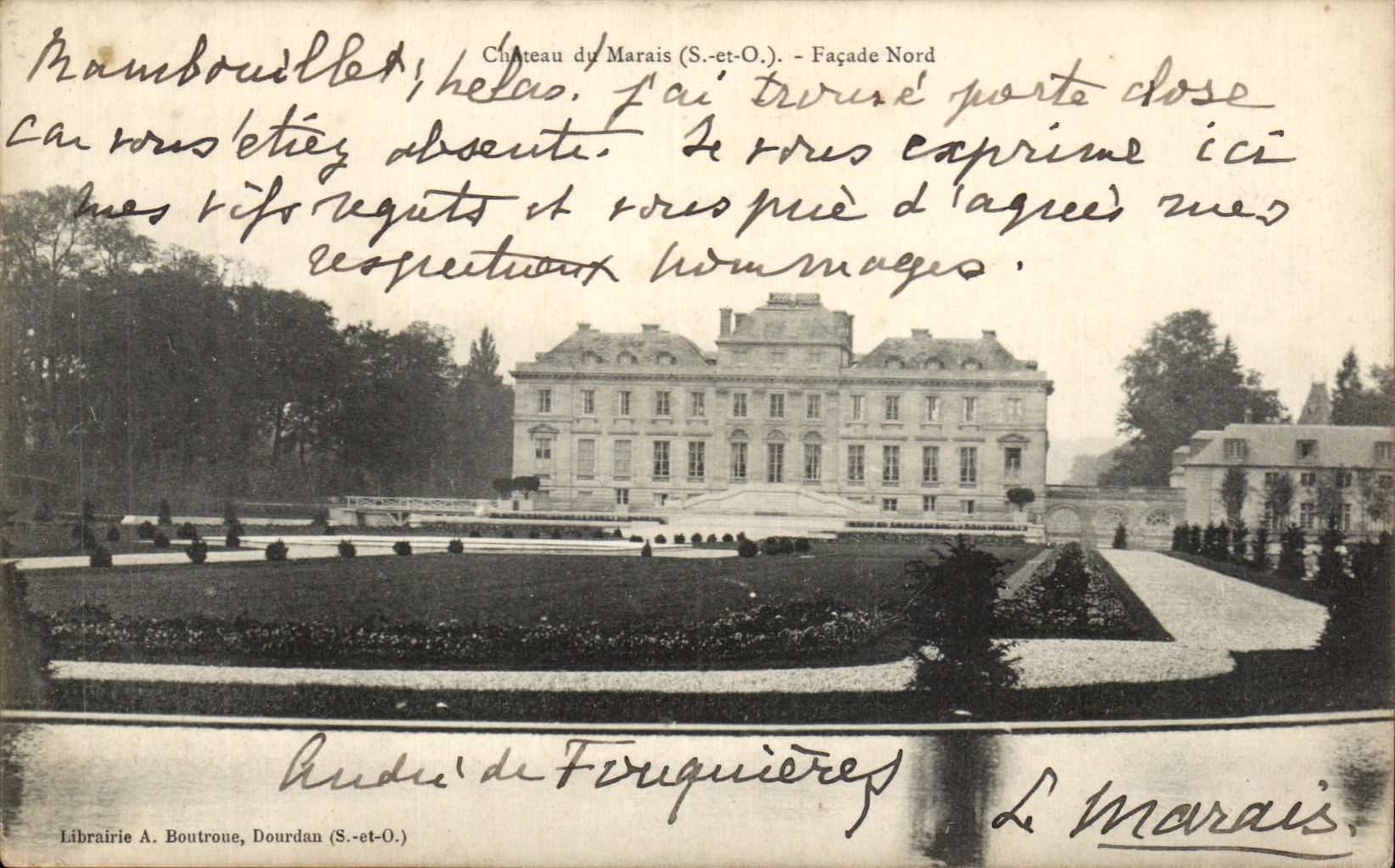 Château du Marais (S.-et-O.) — Façade Nord — Librairie A. Boutroune, Dourdan (S.-et-O.)